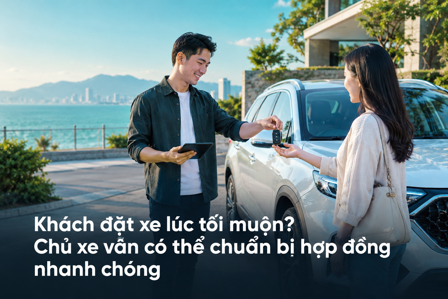 Khách đặt xe lúc tối muộn? Chủ xe vẫn có thể chuẩn bị hợp đồng nhanh chóng