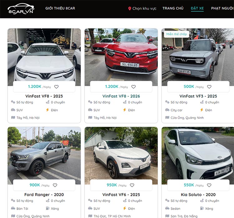 Cập nhật giá thuê xe tự lái 4 chỗ mới nhất 2026