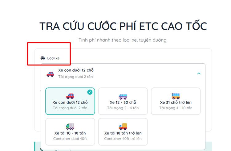 Chọn loại xe bạn di chuyển