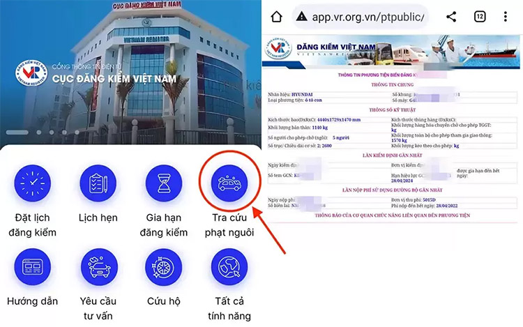    Tra cứu phạt nguội tr&ecirc;n website của Cục Đăng kiểm Việt Nam
